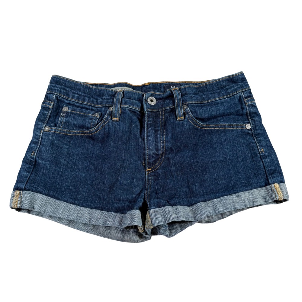 AG Adriano Goldschmied Pixie Denim Shorts Womens 27‎ Dark Wash Roll Up Low Rise